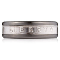 Titanium ring with silver Liberty inlay