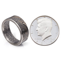 Silver Kennedy Half Dollar Coin and Coin Ring