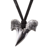 Hand-Poured Silver Shark Tooth Necklace: Deerskin Leather Necklace