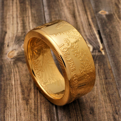 Men's Solid Gold Ring | 1oz Coin - Polished - Tails