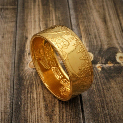 American Eagle Ring Handmade from 1/2 oz 22k Gold Coin Ring Wedding Band for Men in a Polished Finish