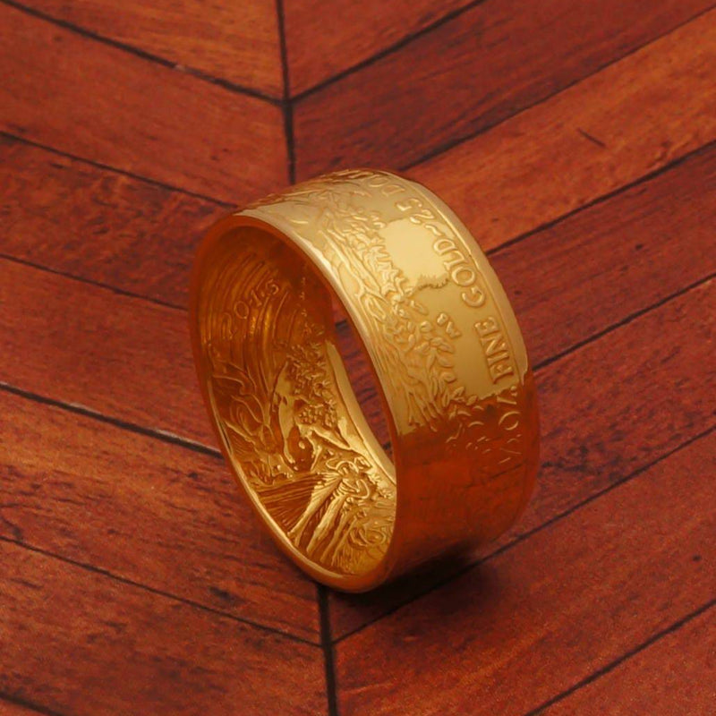 1/2 oz Gold American Eagle Coin Ring for Men Handmade from 22K Gold American Eagle Coin in a Polished Finish