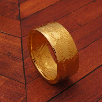 1/2 oz Gold American Eagle Coin Ring for Men Handmade from 22K Gold American Eagle Coin in a Polished Finish