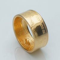 Type 2 - Gold Coin Ring American Eagle Ring Handmade from 22K Gold American Eagle Coin 1 oz - Polished Finish - Tails