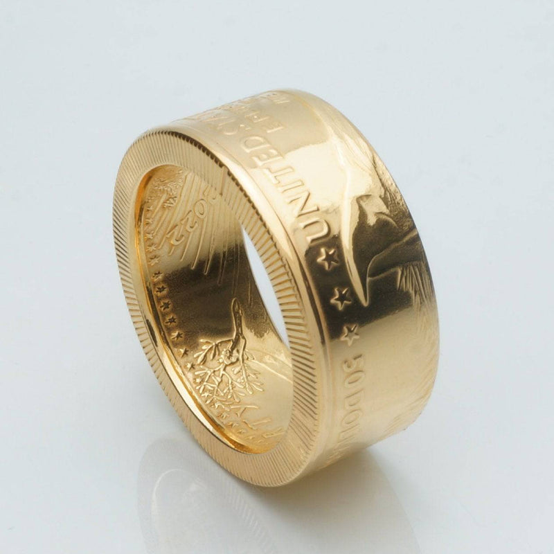 Type 2 - Gold Coin Ring American Eagle Ring Handmade from 22K Gold American Eagle Coin 1 oz - Polished Finish - Tails