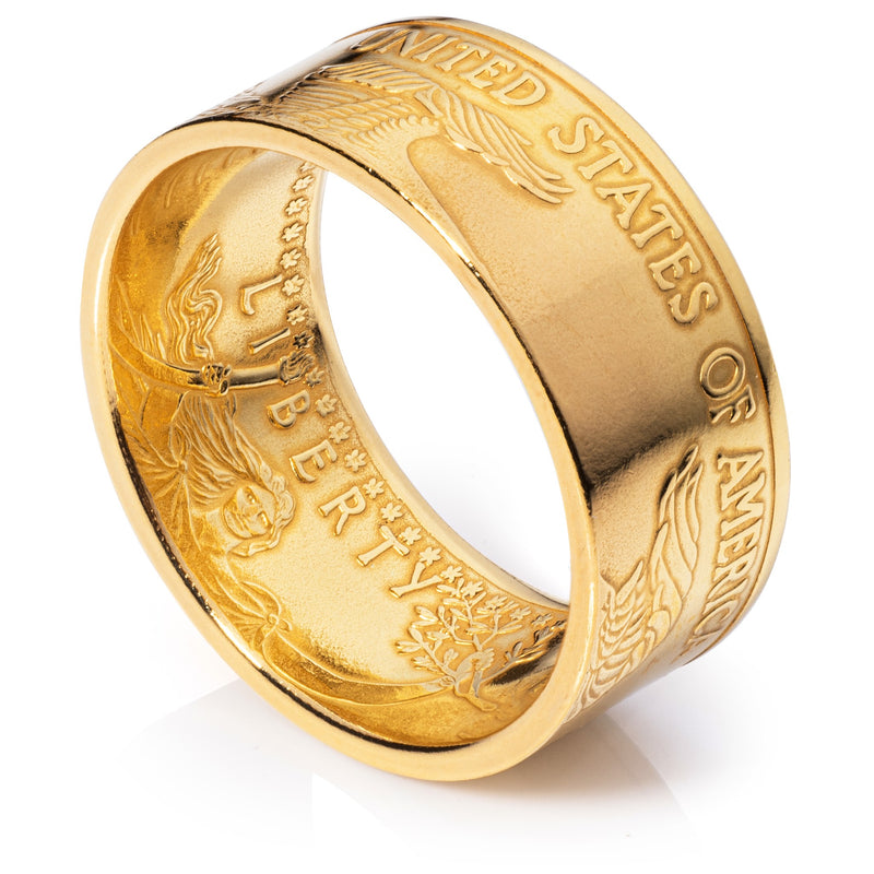 Men's Solid Gold Ring | 1oz Coin - Polished - Tails