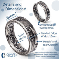 Details and Dimensions of Silver Quarter Ring