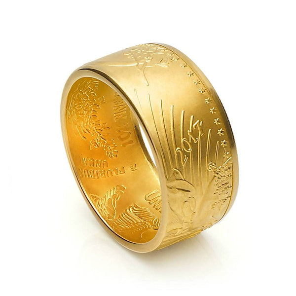 1oz American Eagle Gold Coin Ring | Heads | Satin – Change To Treasure