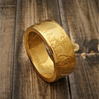 American Eagle Ring Handmade from 1/2 oz 22k Gold Coin Ring Wedding Band for Men in a Polished Finish